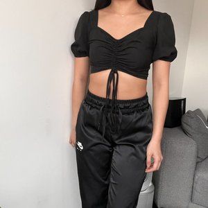 prettylittlething black crop top size US 2